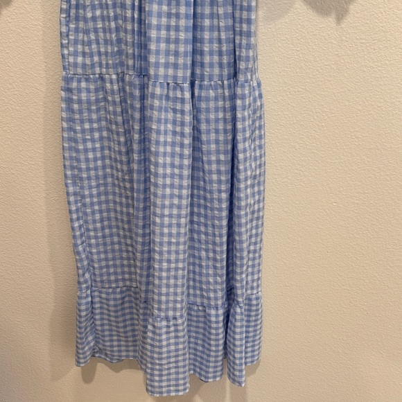 Chic Blue Gingham Balloon Sleeve Dress - Picture 5 of 5